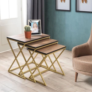 Mobi Evim Venedik Gold Metal Ayaklıceviz Kaplama Mdf'li Zigon Sehpa