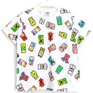 Karakterleri 360 Derece Baskılı Çocuk T-Shirt 5 - 13 Yaş Beyaz