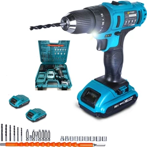 Power Tools 46 V 5 A Darbeli Professional  Şarjlı 24 PARÇA UÇ SETLİ Çift Akülü Vidalama Matkap