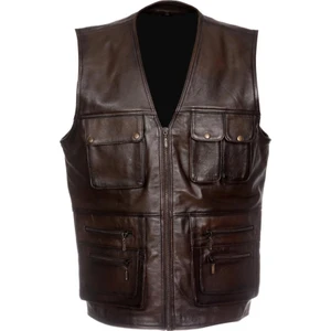 Fındık Renk Avcı Deri Yelek