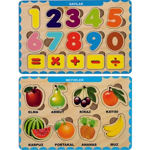 Ahşap Bul Tak Eğitici 2 Adet Yapboz Puzzle Seti