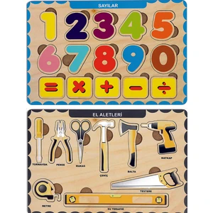 Ahşap Bul Tak Eğitici 2 Adet Yapboz Puzzle Seti