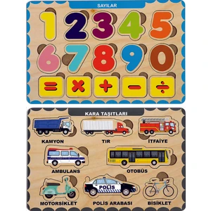 Ahşap Bul Tak Eğitici 2 Adet Yapboz Puzzle Seti
