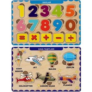Ahşap Bul Tak Eğitici 2 Adet Yapboz Puzzle Seti