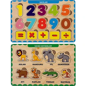 Ahşap Bul Tak Eğitici 2 Adet Yapboz Puzzle Seti
