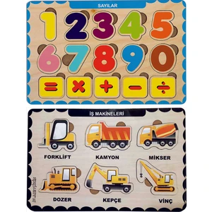 Ahşap Bul Tak Eğitici 2 Adet Yapboz Puzzle Seti