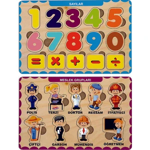Ahşap Bul Tak Eğitici 2 Adet Yapboz Puzzle Seti