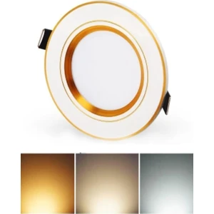 7 W 3 Renk Yanan Sıvaaltı Cob LED Spot Gold Kasa  Gömme Tavan Armatürü