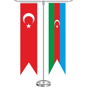 Bayrak Online T Kırlangıç Azerbaycan Masa Bayrağı Takımı 8x32 cm Kırmızı ve Yeşil Renkli