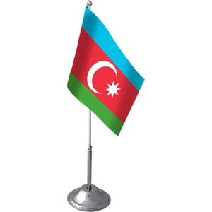 Bayrak Online Tekli Azerbaycan Masa Bayrağı 15x22,5 cm Çiftkat Saten Kumaşlı