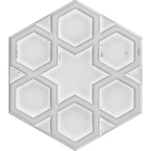 Armada Çini 15x17 Cm Rölyefli Yıldız Beyaz Altıgen Seramik