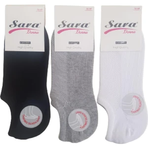 Sara Donna 3 Çift Karışık Renk Dikişsiz Sneaker Görünmez Çorap