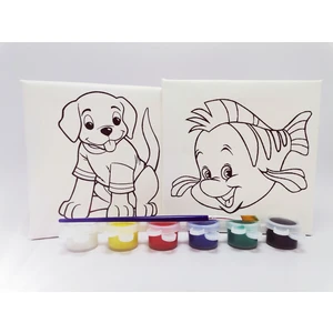 Mika House Çocuk Etkinlik Baskılı Doğal Kanvas Tuval Boyama Seti 2'li