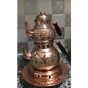 Bakır Çaydanlık Jelli Taşınabilir Balkon Sefası Işlemeli Bakır Demlik
