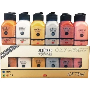 Akrilik Boya 6x75 ml Metalik Renkler