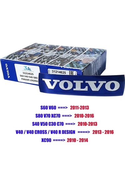 3k Volvo S40 V40 C30 C70 S80 S60 XC90 Panjur Logo Amblem