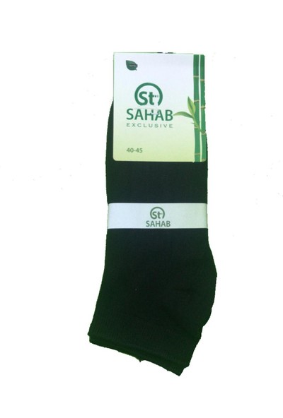 Sahab 6 Çift Siyah Renk Dikişsiz Bambu Patik Çorap