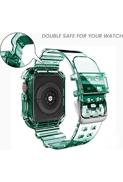 Magazabu Apple Watch 6 44 mm Uyumlu Kordon Çerçeve Korumalı Transparan Saat Kordonu 44/K27