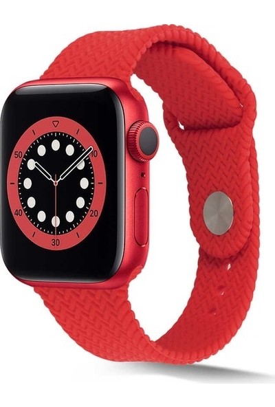 Magazabu Apple Watch Se 44MM Uyumlu Kordon Hasır Örgü Görünüm Silikon Saat Kordonu 44/K37