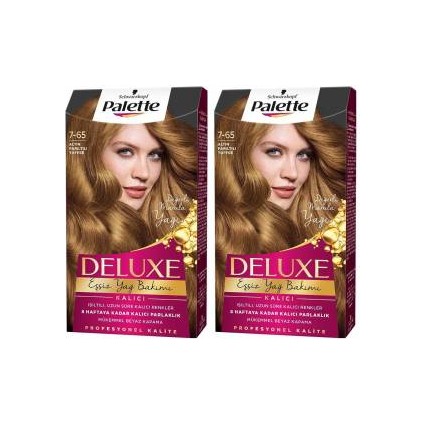 Deluxe Saç Boyası 7.65 Altın Parıltılı Toffee 2 Adet