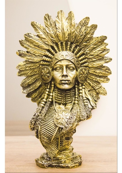 Antioch Artdesign Kızılderili Kadın Biblo Tasarım 30 cm Ev Dekor Hediyelik Eşya