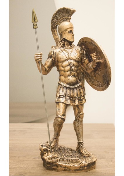 Antioch Artdesign Sparta Askeri Biblo Kral Leonidas Tasarım Spartalı Heykel 34 cm Ev Dekor Hediyelik Eşya