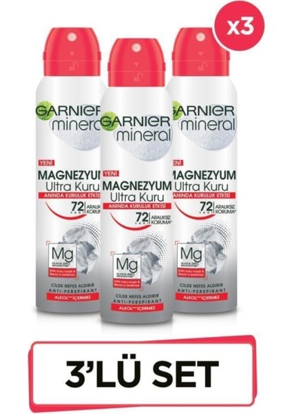 Mineral Magnezyum Sprey Kadın Deodorant 150ML 3 Adet