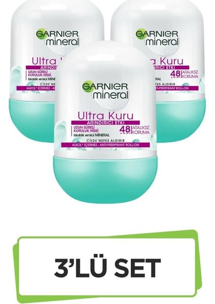 Mineral Ultra Kuru Kadın Roll-On 50 ml 3 Adet