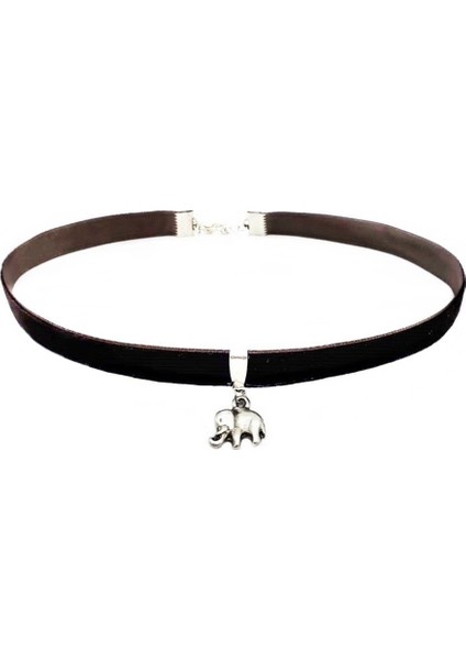 Kahverengi Kadife Fil Choker