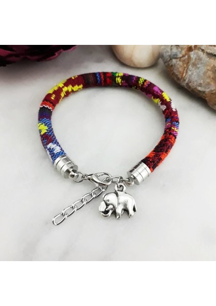 Gümüş Renk Fil Kadın Retro Örme Bileklik