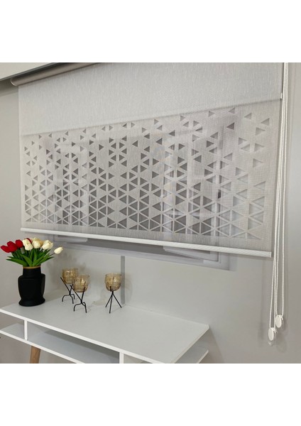 Volper VP1010 Çift Mekanizmalı Lazer Kesim Tül ve Stor Perde Gri 110X200