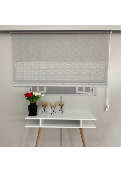 Volper VP1015 Çift Mekanizmalı Lazer Kesim Tül ve Stor Perde Gri 140X200 modelleri