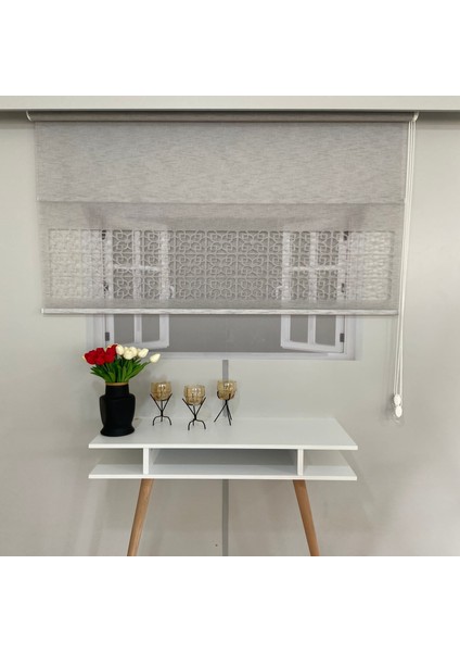 Volper VP1015 Çift Mekanizmalı Lazer Kesim Tül ve Stor Perde Gri 200X200 fiyatları