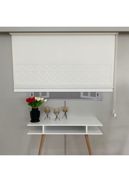 Volper VP1020 Çift Mekanizmalı Lazer Kesim Tül ve Stor Perde Beyaz 160X260