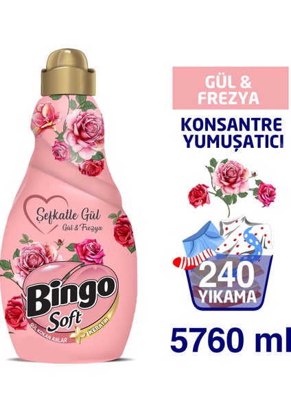 Konsantre Yumuşatıcı 1440 ml Şefkatle Gül 4'lü Ekonomi Paketi