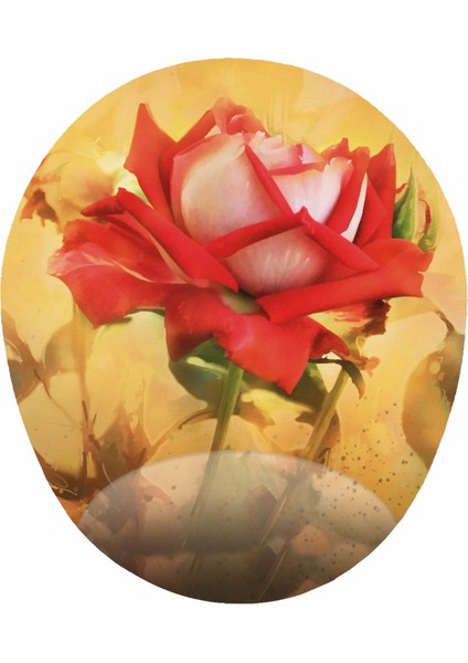 Kırmızı Gül Sarı Zemin Gül Görselli Bilek Destekli Gül Mouse Pad