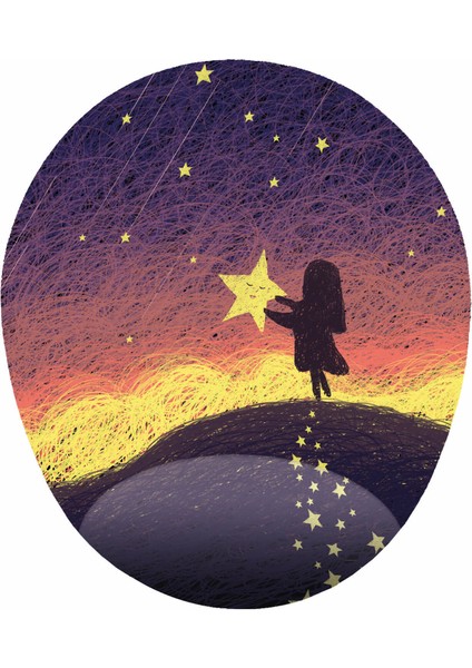 Hayalperest Çocuk Yıldızdı Gece Oval Bilek Destekli Mouse Mouse Pad