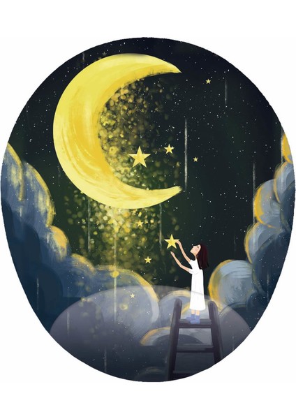 Geceye Yıldız Asmak Oval Bilek Destekli Tasarım Mousepad 20 Mouse Pad