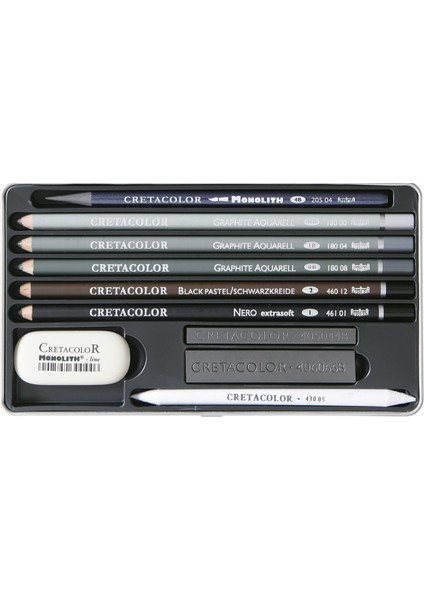 Artino Graphite Drawing Set Karakalem Eskiz Çizim Seti Metal Kutu 10 Parça