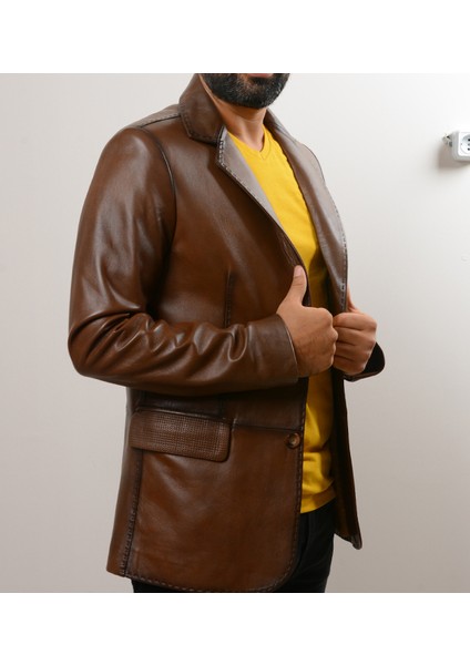 Taba Hakiki Deri Ceket Blazer