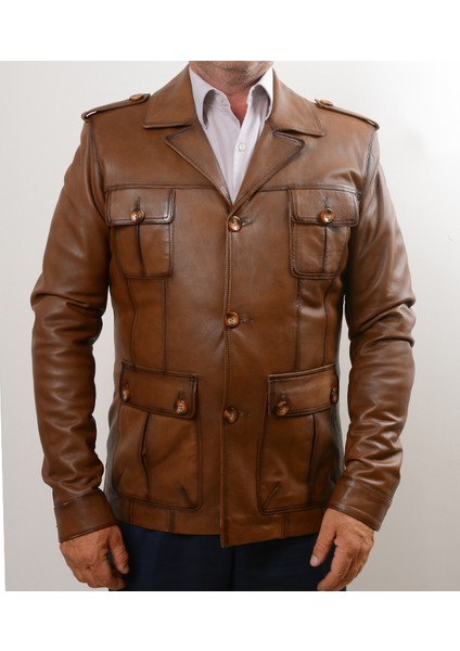 Taba Hakiki Deri Ceket Safari