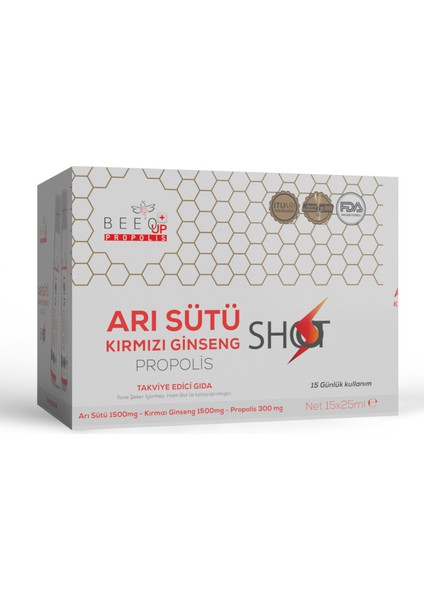 Bee'o Up Arı Sütü Kırmızı Ginseng Propolis Shot 15X25ML