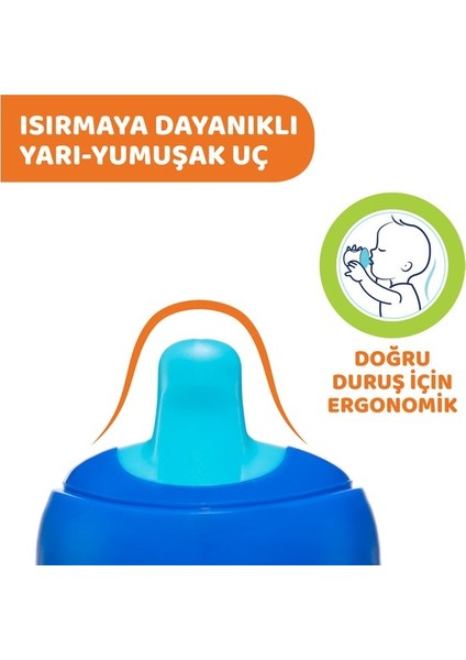 Yarı Yumuşak Uçlu Alıştırma Eğitim Bardak Suluk 200 ml 6 Ay+ Erkek