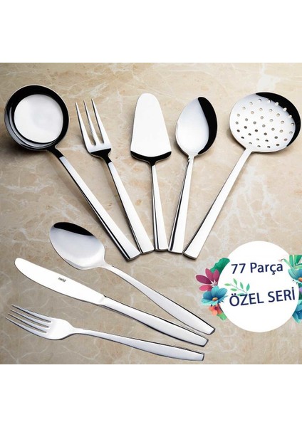 Sahra Sade 77 Parça Çatal Kaşık Bıçak Servis Takımı Özel Seri