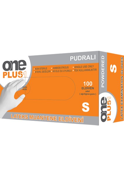 One Plus1 Beyaz Lateks Pudralı Eldiveni (S)
