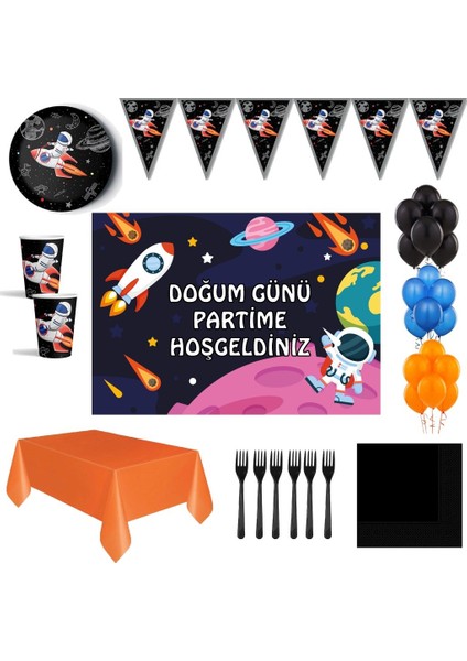 Uzay Tema 24 Kişilik Afişli Doğum Günü Parti Seti