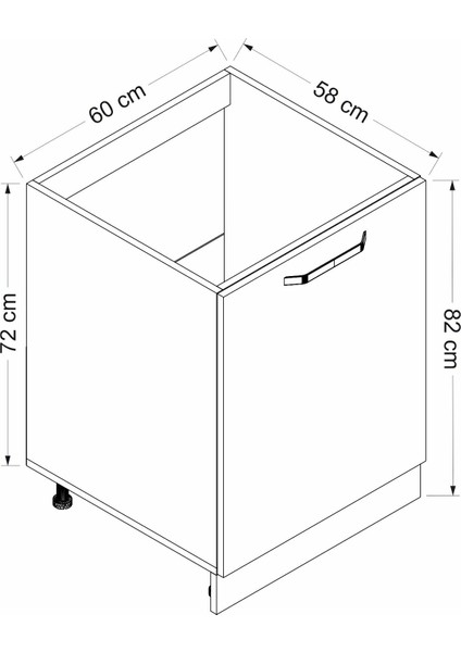 Mutfak Alt Modül 1k 60CM Evye Dolap Beyaz - B1