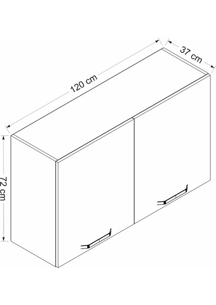 Mutfak Üst Modül 2DK1R 120CM Dolap Beyaz - B1