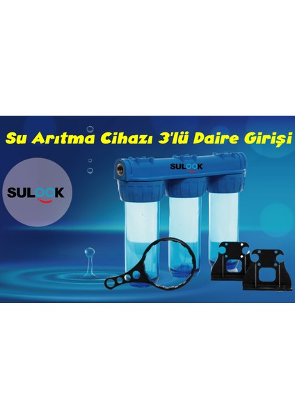 Bina,daire Şebeke Girişi 10 Inç Tortu,kireç ve Klor Önleyici Üçlü Filtre
