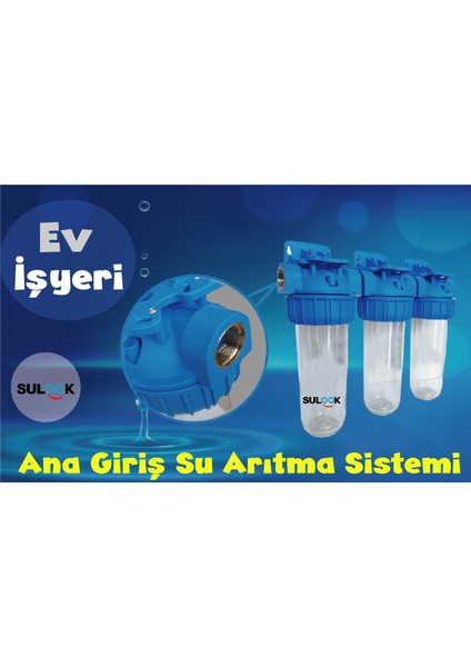 Bina,daire Şebeke Girişi 10 Inç Tortu,kireç ve Klor Önleyici Üçlü Filtre